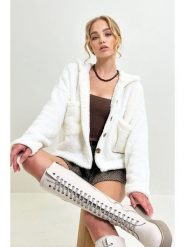 Happiness Istanbul Kurtka pluszowa w kolorze kremowym rozmiar: L. Brązowe kurtki Happiness Istanbul, l, bez wzorów, bez kaptura. Za 87.19 zł.