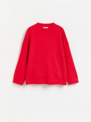 Sweter z domieszką wełny - czerwony. Czerwone swetry Reserved, l, bez wzorów, z dzianiny, bez ramiączek. Za 139.99 zł.