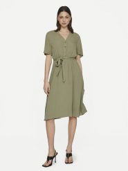 Vila Sukienka koszulowa Moashly 14089260 Zielony Regular Fit. Zielone sukienki Vila, bez wzorów, z wiskozy, bez kołnierzyka, bez ramiączek, koszulowe. Za 129.99 zł.