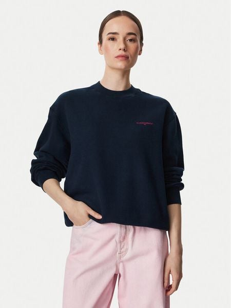 Tommy Jeans Bluza Script DW0DW23583 Granatowy Regular Fit. Niebieskie bluzy Tommy Jeans, xs, bez wzorów, z bawełny, bez kaptura. Za 409.99 zł.