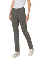 Heine Dżinsy - Slim fit - w kolorze khaki rozmiar: 36. Brązowe jeansy Heine, z aplikacjami, klasyczne, z podwyższonym stanem. Za 66.00 zł.