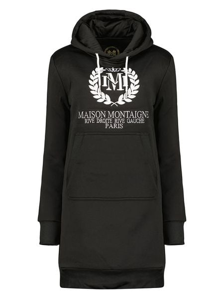 Maison Montaigne Sukienka dresowa "Giqueen" w kolorze czarnym rozmiar: XXL. Czarne sukienki Maison Montaigne, xxl, bez wzorów, z dresówki, bez kołnierzyka, bez ramiączek, mini. Za 92.21 zł.