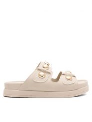DeeZee Klapki WS6099-01 Beżowy. Brązowe klapki DeeZee, bez wzorów, z syntetyku, bez obcasa, bez zapięcia. Za 119.99 zł.