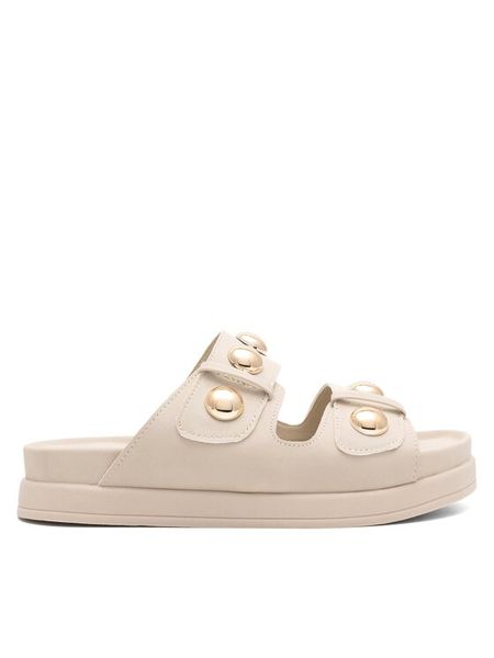 DeeZee Klapki WS6099-01 Beżowy. Brązowe klapki DeeZee, bez wzorów, z syntetyku, bez obcasa, bez zapięcia. Za 119.99 zł.