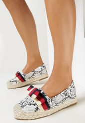Czarne Plecione Espadryle z Imitacji Skóry Węża z Kokardką Marleia. Czarne espadryle Born2be, bez wzorów, ze skóry, bez obcasa. W wyprzedaży za 50.99 zł.