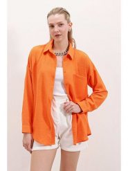 Trendyol Koszula w kolorze pomarańczowym rozmiar: 40. Pomarańczowe koszule Trendyol, bez wzorów, bez kołnierzyka, bez ramiączek. Za 60.99 zł.