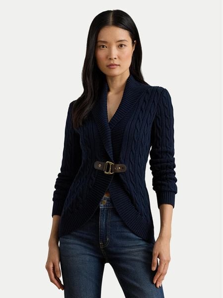 LAUREN RALPH LAUREN Kardigan 200P03473001 Granatowy Regular Fit. Niebieskie swetry Lauren Ralph Lauren, m, bez wzorów, z bawełny, bez ramiączek. Za 989.99 zł.