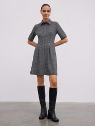 BGN Sukienka w kolorze czarno-szarym rozmiar: 36. Czarne sukienki BGN, na imprezę, bez wzorów, bez kołnierzyka, bez ramiączek, midi. Za 135.49 zł.