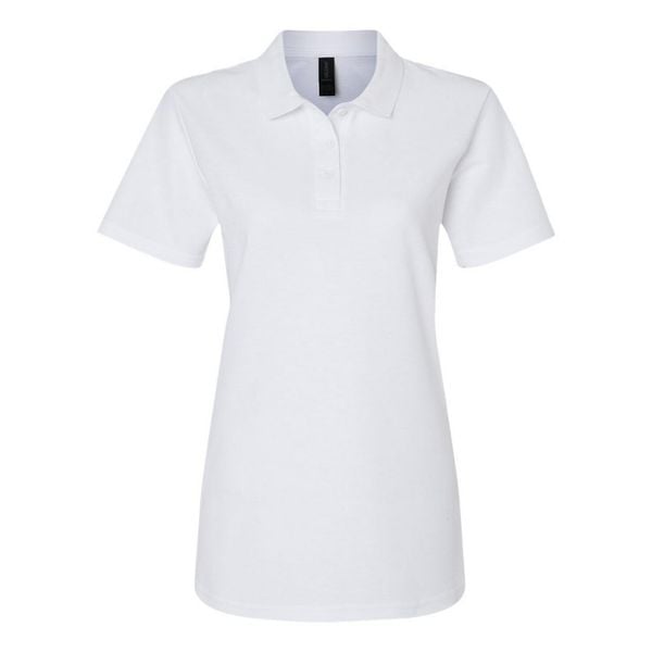 Damska Koszulka Polo Pique Soft Touch. Białe t-shirty sportowe GILDAN, xl, bez wzorów, bez ramiączek. Za 44.99 zł.