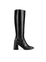 MEXX Kozaki MI001806243W Czarny. Czarne kozaki Mexx, bez wzorów, z materiału, bez obcasa, na słupku, bez zapięcia. Za 449.99 zł.