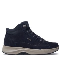 Trzewiki Josef Seibel. Niebieskie botki Josef Seibel, bez wzorów, bez obcasa, na płaskiej podeszwie, bez zapięcia. Za 369.99 zł.