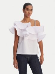 Fracomina Bluzka FR26ST2004W697F9 Biały Regular Fit. Białe bluzki Fracomina, xs, bez wzorów, z syntetyku, bez kołnierzyka, bez ramiączek. Za 559.99 zł.