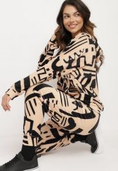 Beżowy Komplet Dresowy Bluza z Kapturem i Kieszenią Typu Kangurek Spodnie z Kieszeniami Ivondria. Brązowe bluzy Born2be, bez wzorów, z dresówki, bez ramiączek, z kapturem. W wyprzedaży za 110.49 zł.