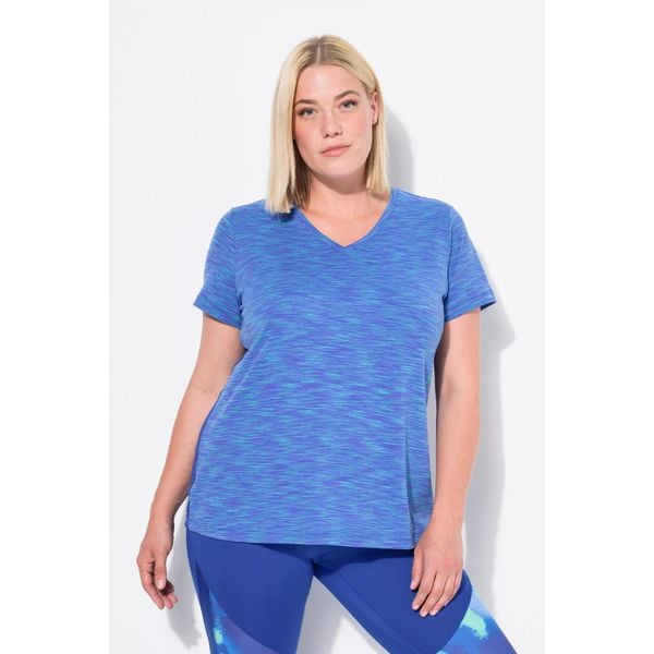 Damskie Bluzka funkcyjna odblaskowe lamówki dekolt w serek rękaw 1/2. Niebieskie t-shirty sportowe Ulla Popken, plus size, bez wzorów, z elastanu, bez ramiączek. W wyprzedaży za 174.99 zł.