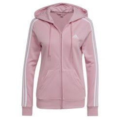 Damska bluza z polaru 3stripe zip-up adidas Essentials. Białe bluzy bez kaptura adidas, m, bez wzorów, z polaru, na fitness i siłownię. Za 276.85 zł.
