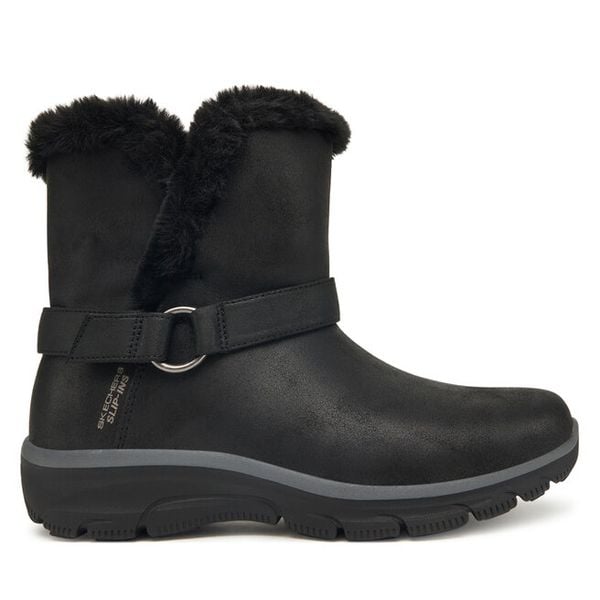 Botki Skechers. Czarne botki Skechers, bez wzorów, bez obcasa, na płaskiej podeszwie, bez zapięcia. Za 379.99 zł.