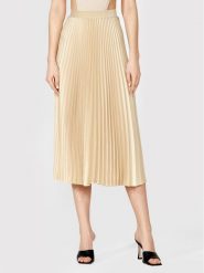 Simple Spódnica plisowana SDD004 Beżowy Regular Fit. Brązowe spódnice Simple, bez wzorów, z syntetyku, midi. Za 239.99 zł.