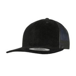 Retro Sztruksowa Czapka Z Daszkiem. Czarne czapki z daszkiem FLEXFIT, bez wzorów, z bawełny, retro. Za 65.99 zł.