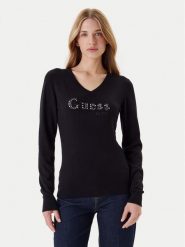 Guess Sweter W5YR24 Z2NQ2 Czarny Regular Fit. Czarne swetry Guess, xl, z aplikacjami, z wiskozy, bez ramiączek. Za 349.99 zł.