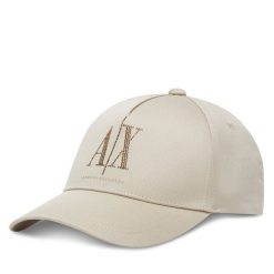 Czapka z daszkiem Armani Exchange. Brązowe czapki z daszkiem Armani Exchange, bez wzorów. Za 199.99 zł.