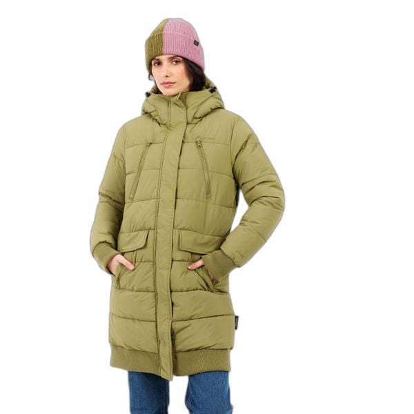 Damska kurtka puchowa Protest Kooky. Zielone kurtki Protest, na zimę, bez wzorów, z puchu, eleganckie, bez kaptura. Za 738.50 zł.