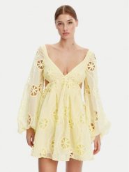 BARDOT Sukienka koktajlowa 59858DB Żółty Regular Fit. Żółte sukienki Bardot, bez wzorów, z syntetyku, wizytowe, bez kołnierzyka, bez ramiączek. Za 619.99 zł.