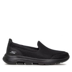 Półbuty Skechers. Czarne półbuty wsuwane Skechers, bez wzorów, bez obcasa, na płaskiej podeszwie. Za 239.99 zł.