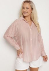 Różowa Koszula o Kroju Oversize Dolamana. Czerwone koszule Born2be, uniwersalny, bez wzorów, z jeansu, eleganckie, bez kołnierzyka, bez ramiączek. W wyprzedaży za 72.24 zł.