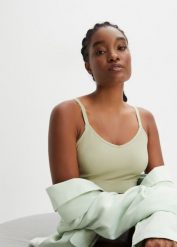 Biustonosz bustier bezszwowy Feel Comfort w prążek. Brązowe biustonosze bonprix, bez wzorów. Za 57.99 zł.