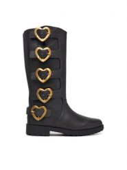 LOVE MOSCHINO Kozaki JA26134G0PIJ0000 Czarny. Czarne kozaki Love Moschino, bez wzorów, ze skóry, bez obcasa, na płaskiej podeszwie, bez zapięcia. Za 1,669.00 zł.