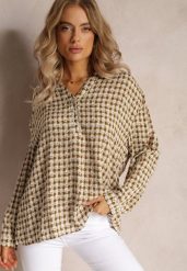 Jasnobrązowa Wiskozowa Bluzka Zapinana na Guziki przy Dekolcie Bricca. Brązowe bluzki Renee, xl, bez wzorów, z wiskozy, bez kołnierzyka, bez ramiączek. W wyprzedaży za 27.99 zł.