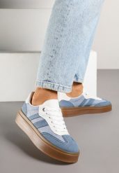 Niebieskie Sneakersy Tenisówki na Kauczukowej Podeszwie Ardisora. Niebieskie trampki Renee, z aplikacjami, z kauczuku, eleganckie, bez zapięcia. W wyprzedaży za 83.99 zł.
