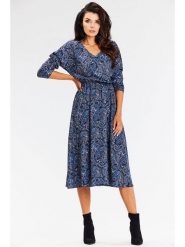 Awama Sukienka w kolorze granatowym rozmiar: M. Niebieskie sukienki Awama, m, bez wzorów, bez kołnierzyka, bez ramiączek, midi. Za 119.99 zł.