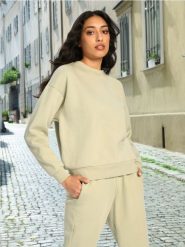 Bluza - zielony. Zielone bluzy Sinsay, l, bez wzorów, bez ramiączek, bez kaptura. Za 19.99 zł.
