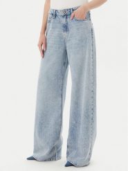 Guess Jeansy W5YA82 D5QKA Niebieski Wide Leg. Niebieskie jeansy Guess, z aplikacjami, z bawełny. Za 869.99 zł.