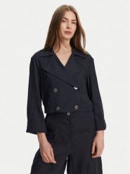 Marella Trencz Flavio 2513041094 Granatowy Relaxed Fit. Niebieskie płaszcze Marella, bez wzorów, ze lnu, bez kaptura. Za 1,349.00 zł.