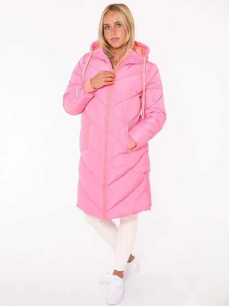 Zwillingsherz Płaszcz pikowany "Good Vibes Only" w kolorze różowo-pomarańczowym rozmiar: L. Pomarańczowe płaszcze Zwillingsherz, l, bez wzorów, bez kaptura. Za 341.79 zł.