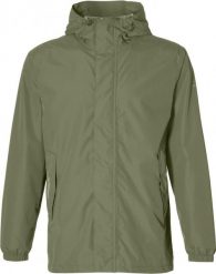Kurtka przeciwdeszczowa na rower Hoga unisex, oliwkowa. Zielone kurtki do biegania BASIL, s, bez wzorów, z materiału, bez kaptura, rowerowe. Za 419.90 zł.