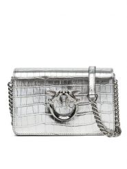 PINKO Torebka Love Click Mini AI 24-25 PLTT 100067 A1W5 Srebrny. Szare kopertówki Pinko, bez wzorów, ze skóry, wizytowe, bez dodatków. Za 999.99 zł.