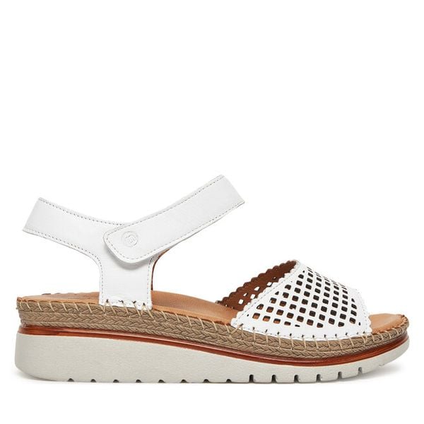 Sandały Manitu. Białe sandały Manitu, bez wzorów, bez obcasa, na płaskiej podeszwie, bez zapięcia. Za 309.99 zł.