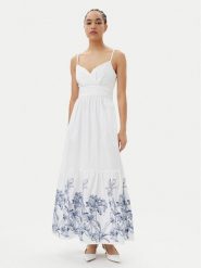 Guess Sukienka letnia W5GT26 WH580 Biały Regular Fit. Białe sukienki Guess, xs, z aplikacjami, z bawełny, bez kołnierzyka, bez ramiączek. Za 579.99 zł.