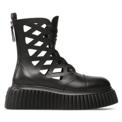 Trzewiki AGL. Czarne botki AGL, bez wzorów, bez obcasa, na koturnie, bez zapięcia. Za 1,139.00 zł.