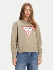 Guess Bluza W2YQ16 KBA11 Khaki Regular Fit. Brązowe bluzy Guess, xxl, z aplikacjami, z bawełny, bez kaptura. Za 299.99 zł.