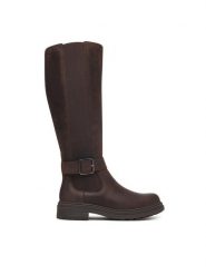 Clarks Kozaki Orinoco3 Tall 26182900 Brązowy. Brązowe kozaki Clarks, bez wzorów, ze skóry, bez obcasa, na płaskiej podeszwie, bez zapięcia. Za 779.99 zł.