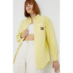 Tommy Jeans koszula bawełniana DW0DW12891.PPYY damska kolor żółty relaxed z kołnierzykiem klasycznym. Żółte koszule Tommy Jeans, s, bez wzorów, z bawełny, klasyczne, bez kołnierzyka, bez ramiączek. W wyprzedaży za 269.99 zł.