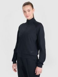 4F Bluza treningowa regular szybkoschnąca damska - czarna L. Czarne bluzy bez kaptura 4f, l, bez wzorów, z dzianiny, bez kaptura, na fitness i siłownię. W wyprzedaży za 129.99 zł.