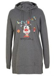 Długa bluza z kapturem i rozcięciem z boku. Szare bluzy bonprix, na zimę, bez wzorów, bez ramiączek, z kapturem. Za 109.99 zł.