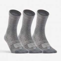 Skarpety sportowe tenis Artengo RS 160 High 3 pary. Szare skarpetki Decathlon, bez wzorów, z bawełny. Za 29.99 zł.