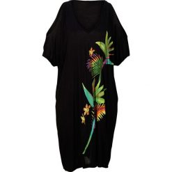 Sukienka plażowa z lejącej wiskozy. Czarne sukienki bonprix, na plażę, bez wzorów, z wiskozy, bez kołnierzyka, bez ramiączek. Za 72.99 zł.