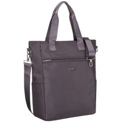 Szara shopperka damska na uchwytach i doczepianym pasku, zamykana suwakiem Peterson PTN CTY-17. Szare torebki klasyczne Peterson, bez wzorów, bez dodatków. Za 79.99 zł.